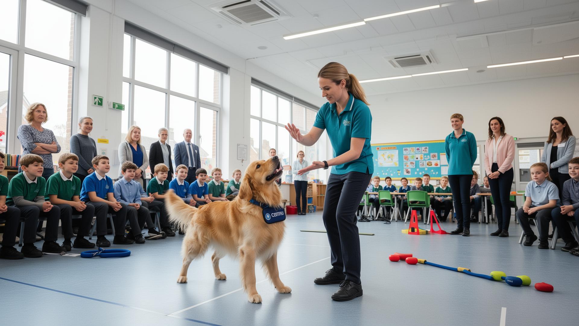 Professional school dog training programme delivery in UK educational setting
